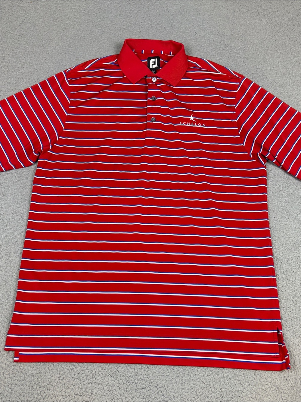 FootJoy Golf Polo Men's Large Red and White Striped Stretch Performance Casual